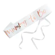 Baby Shower Mummy To Be White & Rose Gold Sash