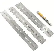 UPTTHOW 3PCS Stainless Steel Metal Paper Tearing Ruler Craft Ruler for Cutting Paper to Wavy Line Jagged and Irregular Edges 12'' Measuring Tool for Engineering School Office Architect and Drawing