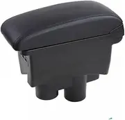 EXEGPLPVK Fit for Citroen C2 C3 armrest Box USB Charging Heighten Double Layer Central Store Content Cup Holder Ashtray Accessories(Black Black Lines)