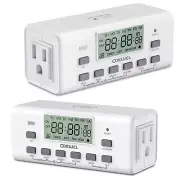 Outlet Timer 2 Pack with Dual Outlets 7 Day Programmable Indoor Electrical TS20