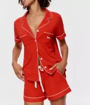 NEW PETER ALEXANDER PJ SET DREAMY BAMBOO JERSEY TOP & SHORTS RED LARGE L RP$129