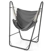 Costway Hammock Chair Portable Swing Hanging Chairs w/Metal Stand Indoor Outdoor Camping Grey