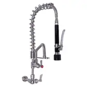 3Monkeez Compact Stainless Steel Single Wall Mount Pre-Rinse with 6" Pot Filler - Taps and Rinse Jets (T-3M53706-C) - T-3M53706-C