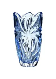 Flower Vase 11 " Crystal Glass Blue Bud Vase Home Decor Czech Bohemia gift