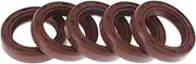X AUTOHAUX Universal Oil Seal TC Double Lip W Steel Spring Seal Ring Rotary Shaft Seal 26x37x7mm High Pressure FKM Rubber Brown 5 Pcs