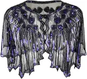 [Grouptap] 1920s gatsby shawl bolero sequin cape shrug green/purple/red wrap for women ladies flapper art deco vintage dress costume