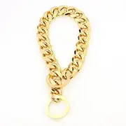 15mm Strong Silver Gold Stainless Steel Slip Dog Collar Metal Training Choke Chain for Large Dogs (34inch, Gold)