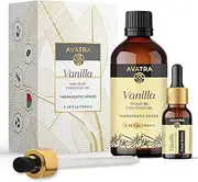 Avatra Vanilla Essential Oil for Diffuser, Skin, & Aromatherapy | Natural & Undiluted Oil for Soap & Candle Making | Long Lasting Scent- 3.38 Fl Oz