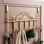 Nail-Free 7-Hook Over Door Hanger Iron Clothes Storage Rack Bathroom