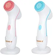 High-end silicone electric cleansing water-repellent facial cleaning rotating brush set with 3 exfoliating brush heads, advanced microcrystalline skin resurfacing technology, gentle exfoliation and deep cleansing, USB charging (blue)