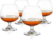 [TRUE] Brandy Bourbon Whiskey Cognac Scotch Drinking Glasses, Superb Lead-Free Crystal Snifter Glass for Cocktail Party Dishwasher Safe, 14 oz, Set of 4