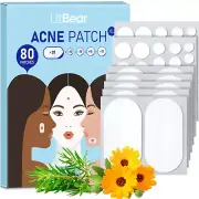 Large Acne Pimple Patches, 80 Count, 5 Sizes for Face, Chin, or Body