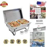 Compact 8-Quart Chafing Dish Buffet Set with Stainless Steel Frame for Hot Meals