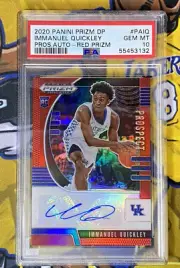 IMMANUEL QUICKLEY 2020 PRIZM DRAFT RED SP RC AUTO ROOKIE #/199 PSA 10 KNICKS