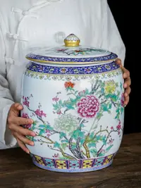在飛比找樂天市場購物網優惠-景德鎮陶瓷器粉彩茶葉罐密封罐大號5斤裝家用10普洱茶餅儲存罐