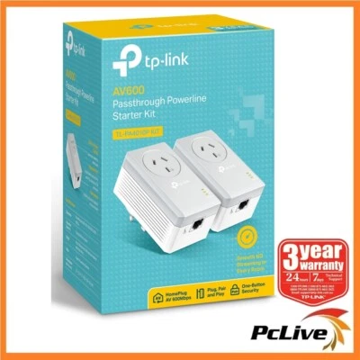 TP-Link TL-PA4010P KIT Powerline Ethernet Adapter AC Pass Through AV600 600Mbps
