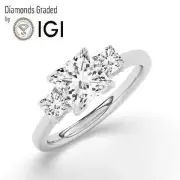 Princess Solitaire Labgrown Diamond Trilogy Ring Platinum 2.75 Ct D VVS2