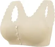 [Generic] Padded Sports Bras Closure Extra-Elastic Breathable Adjustable Women's Bra Lace Seamless Sports Bras (Beige-b, XXXL)