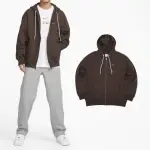 【NIKE 耐吉】外套 SOLO SWOOSH JACKET 棕 咖啡 白 連帽 內刷毛 男款 保暖 小勾(DR0404-237)