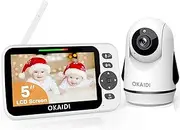 OKAIDI Video Baby Monitor with Camera and Audio, 5/'' Display No WiFi, 30H Battery 8 Language Monitor, Remote Pan-Tilt-Zoom 1000ft Range Camera, Night Vision, 2-Way Talk, VOX, full