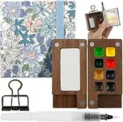 Portable Watercolor Palette Set, Pocket Artist Watercolor Travel Set, 8 Grids Mini Travel Paint Palette Set with Clip Tiny, Mini Watercolor Paint Set for Painters Students Artists Drawing