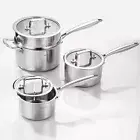 Tri-Ply Stainless Steel Saucepan Set With Steamer 1.0QT 2QT 3.5QT, Kitchen In...