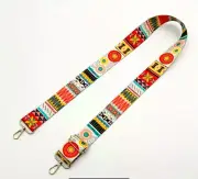 Boho Chic Orange Geometric Wide Bag Strap- Adjustable Shoulder Replacement