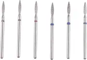 MZCMSL Flame Shape Diamond Cuticle Nail Drill Bit Set, 6pcs Pro Manicure Drill Bits for Nail Prep, 3/32 Shank efile Bit(Fine+Medium)