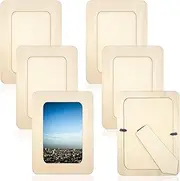 12 Pieces DIY Wooden Picture Frames, Unfinished Solid Wood Photo Picture Frames for 4 x 6 in Photos, Standing Wooden Picture Frames for Crafts, DIY Painting, Birthday, Wedding, Valentine's Day