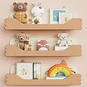 Nursery Floating Bookshelf, Kids Creative Cat-Themed Bookshelf for Wall, Versatile Storage Areas Ideal for Decorative Items, Toys, and Books, Set of 3