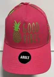 Sea World Parks & Entertainment Pink Good Vibes Pineapple Strap Cap Hat NWT OSFM