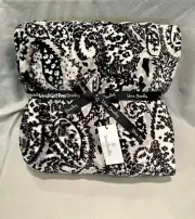 Vera Bradley Cozy PLUSH Throw Blanket STRATFORD PAISLEY Black Tan NWT SEALED New