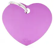 My Family Basic Heart Pet Tag Collar Accessory Purple - 2 Sizes