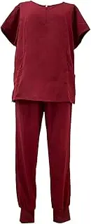 [ａ aternee] Nursing Scrub Set with Multi Pockets Clothes Machine Washable Top and Pants Nurse Work Clothing for Pet Shop Beauty Center