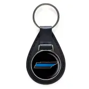 Law Enforcement Thin Blue Line Tennessee State Black Leather Keychain