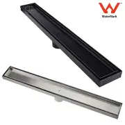 800mm Tile Insert Linear Shower Grate Floor Drain 50mm Outlet Waste Black/Silver