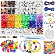 LIS HEGENSA 1300 Pcs DIY Children's Crafts Friendship Bracelet Kit With Pony and Letter Beads, Colorful Charms for Custom Necklaces, Bracelets and Jewelry Decor