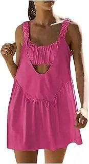 [Generic] Womens Tennis Dress with Built in Shorts and Bra 2-in-1 Tennis Golf Dresses Summer Cut Out Sleeveless Workout Athletic Dresses