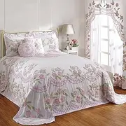 Better Trends 100% Cotton Chenille Bedspreads King Size, Bloomfield Collection Floral Design Bed Cover in Rose - Tufted Cotton Bedspreads, Lightweight Bedspreads & Coverlets