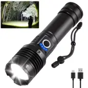 Rechargeable Flashlights High Lumens, 990000lm Super Bright Deep Black