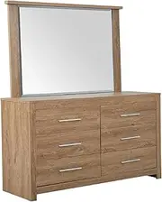 Jason Dresser Chest of Drawers for Bedroom Storage Home Organisation MDF Particle Board Frame Metal Runners Handles Durable Construction Modern Design Storage Furniture 75H x 132W x 45D CM Dark Oak