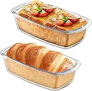 ATRDTO 2 Pack 10Inch Glass Bread and Loaf Pan, Food Glass Molds for Baking Banana Bread, Meat Loaf, Pound Cake