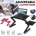 Laptop Table Cooling Desk Lap Stand Fan Adjustable Notebook Desk Bed Folding Pad