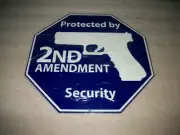 Protected by 2nd amendment 12” Warning Sign 14ga. steel NEW. Yard sign