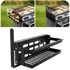 Griddle Accessories Spice Rack Folding Wall Mounted Carbon Steel Organizer