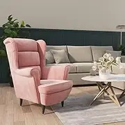 Luxurious Pink Velvet Armchair - 74x84x100cm | Comfy Upholstered Chair with Plywood Frame, Plush Seating, Durable Design, Max Load 110kg