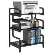 3 Tier Metal Printer Stand Free Standing Storage Shelf Black for Home Office