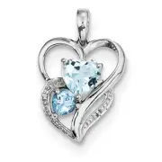 Sterling Silver Rhodium Plated Diamond & Sky Blue Topaz Pendant QP3183BT