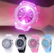 NEW Watch Flash LED Light Crystal Quartz Sport Watches Girls Kids Fashion Q3D1