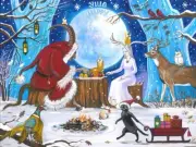1.5x2 DOLLHOUSE MINIATURE PRINT OF PAINTING RYTA 1:12 SCALE XMAS KRAMPUS ART CAT